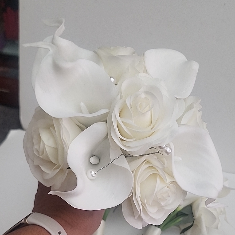Wedding Beautiful Bride Bridal bouqet Real Touch Forever Flowers Bridesmaid 1pc - Picture 8 of 14